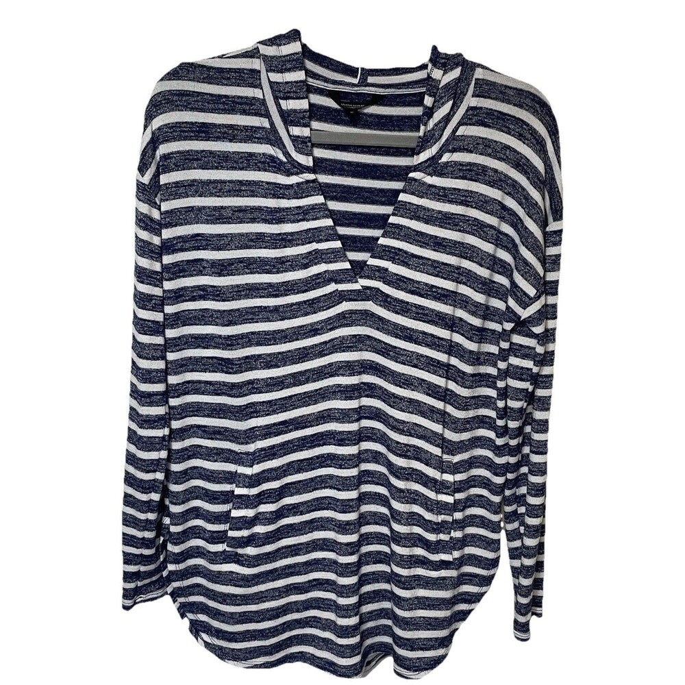 Banana Republic LuxeSpun Hoodie Women’s M Striped Tunic Top Athleisure Coastal